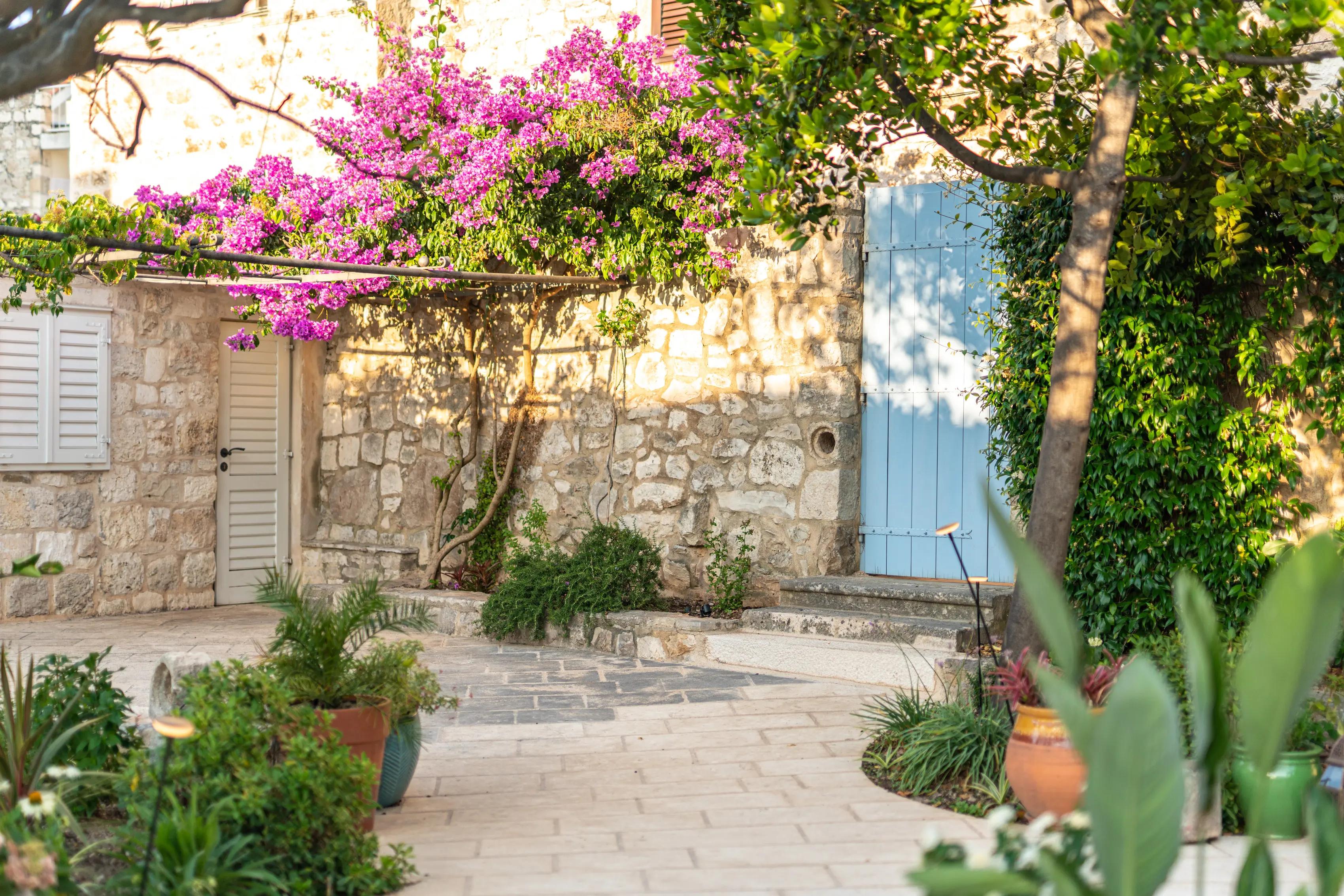 Villa Hvar poolside view at sunset